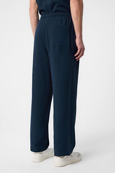 Antioch Navy Blue Linen Blend Jogger Men's Trousers