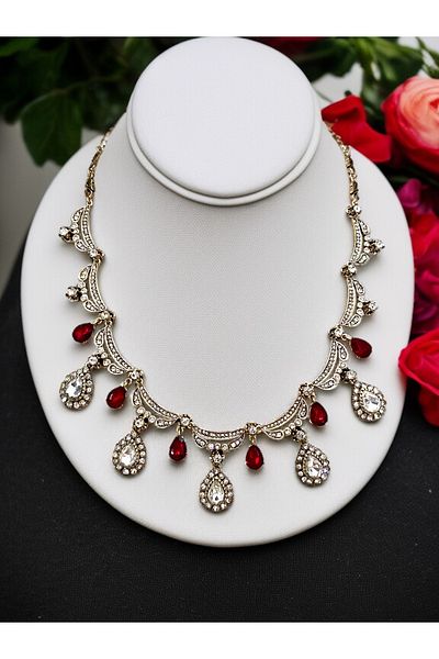 FAYRA ACCESSORIES Zircon Stone Water Drop Engagement Henna Wedding Choker