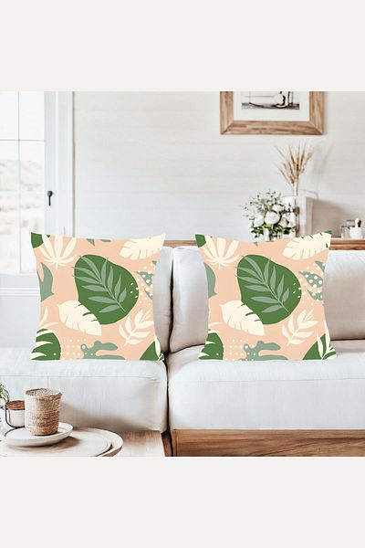 on the clouds Botanical Leaf Patterned Combination Hidden Zippered Throw Pillow Cover Sofa Pillow Case Set (2Pcs)