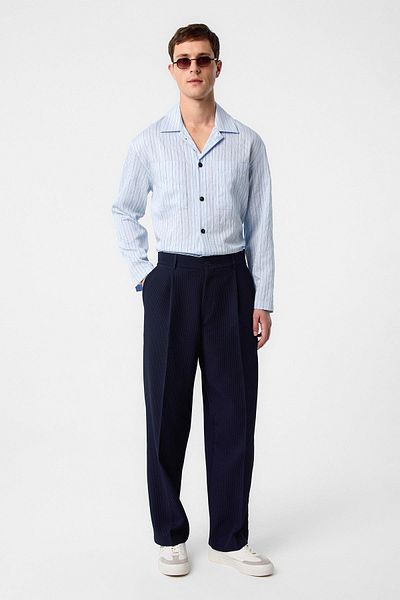 Antioch Navy Blue Baggy Ribbed Men's Trousers