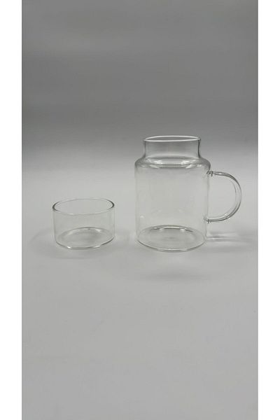 ERKUGO Borosilicate Glass Bedside Jug and Cup – 2 in 1 Design with Lid 600ml