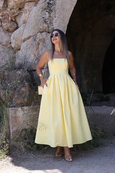 bytugcekaya Rochie galbenă pliată fără bretele