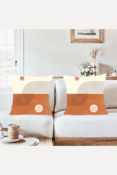 on the clouds Bohemian Brick Color White Combination Hidden Zippered Throw Pillow Cover Sofa Pillow Case Set (2Pcs)