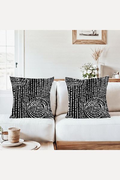 on the clouds White Polka Dots Modern Combination Hidden Zipper Throw Pillow Cover Sofa Pillowcase Set(2Pcs)