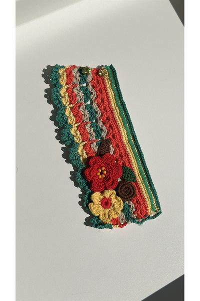 Morsanat Özel Tasarım Bileklik Örgü Zemin Üzerine Motif Işlemeler
