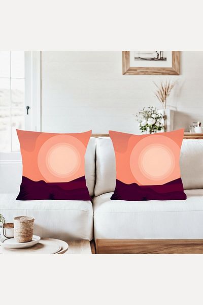 on the clouds Modern Decorative Sun Pattern Combination Hidden Zippered Throw Pillow Cover Sofa Pillow Case Set (2Pcs)
