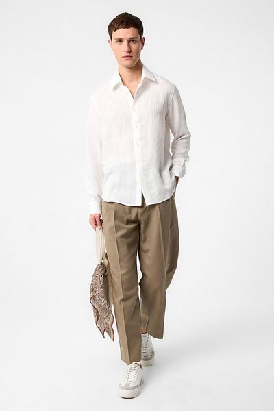 Antioch Men's Shirt with White Stripes and Texture