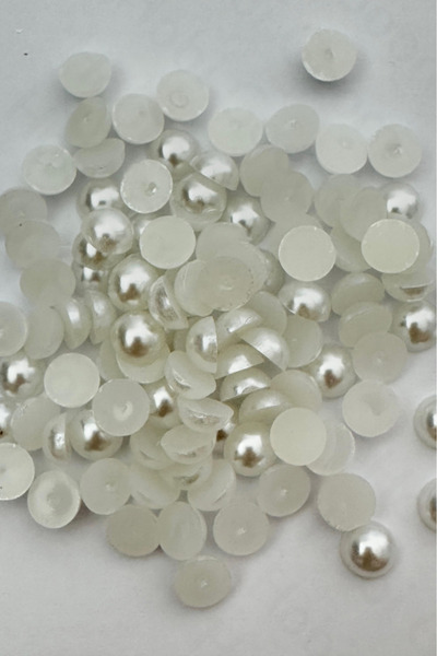 Hobi Goom Mărgele rotunde albe de jumătate de perlă (plastic) pentru proiecta...