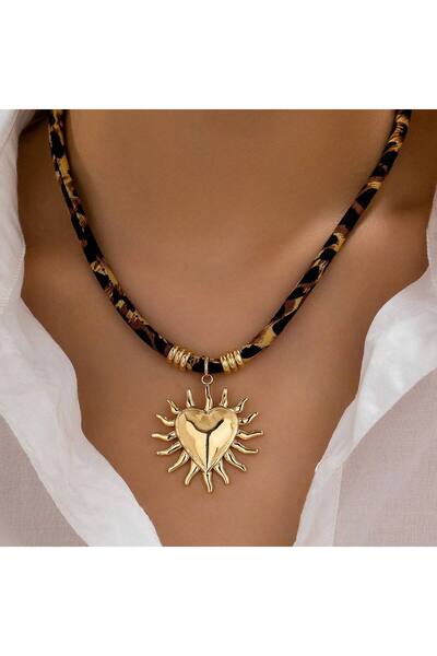 çelik takı design Heart Sun Figure Tarnish Free Antiallergic Steel Necklace