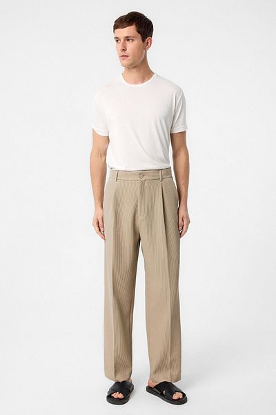 Antioch Beige Baggy Ribbed Men's Trousers