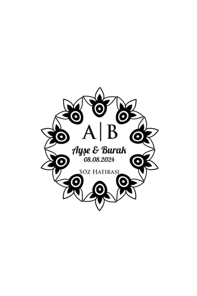 Reysa Tasarım ختم مربع بحواف منقوشة هينا خطوبة زفاف 3 × 3 سم ملصق مخصص / 50 ق...