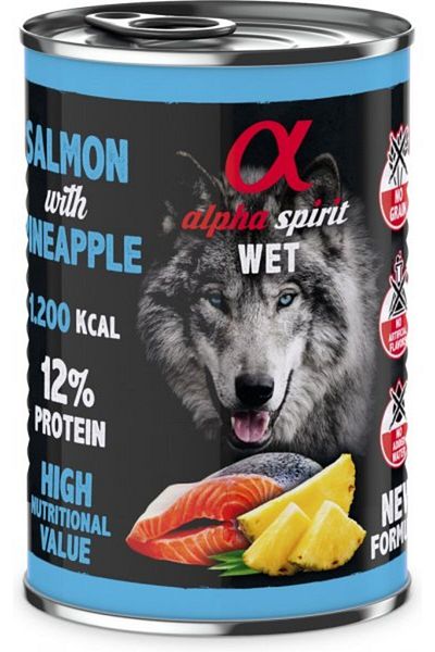 Alpha Spirit Canned Dog Food SALMON with Pineapple 400g