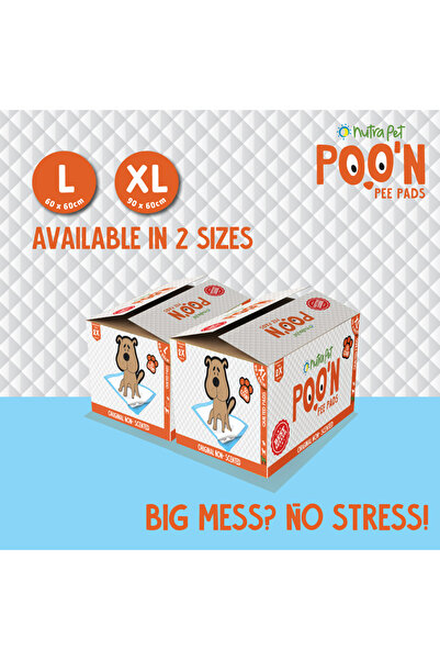 NUTRAPET فوط Poo N Pee غير معطرة مقاس XL 60 سم × 90 سم 5 × امتصاص مع ملصقات سجادة أرضية