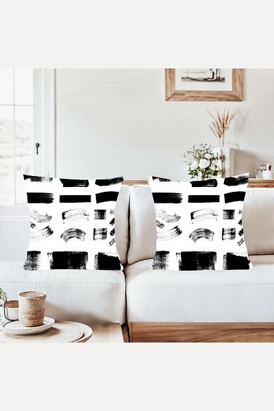 on the clouds Black White Modern Combination Hidden Zippered Throw Pillow Cover Sofa Pillow Case Set (2Pcs)