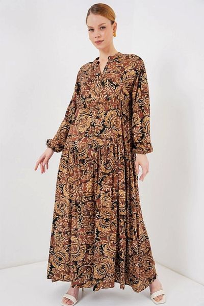 Butik 2423 Φόρεμα Hijab με αυθεντικό σχέδιο - Camel