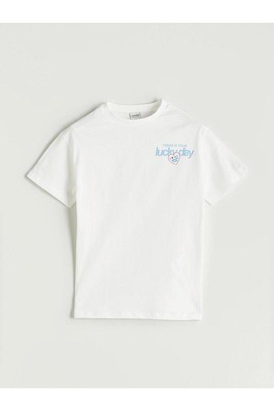 LC Waikiki Ecru Crew Neck Floral Girl's T-Shirt