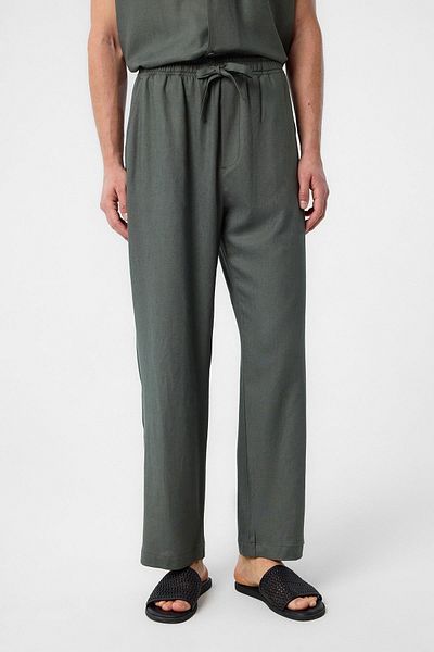Antioch Khaki Linen Blend Jogger Men's Trousers