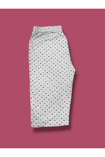 Erdenay Tekstil Patterned Combed Cotton Below Knee Large Size Maternity Women's Capri