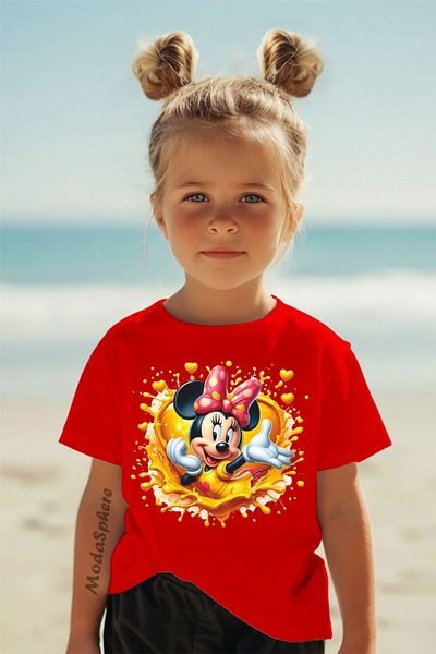 ModaSphere Minne Mouse Printed Short Sleeve Kids T-Shirt