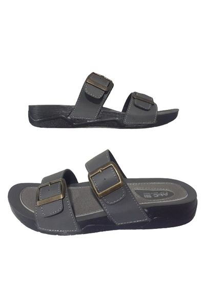 Demashoes Smoked Double Buckle Orthopedic Sole Daily Stylish Slippers