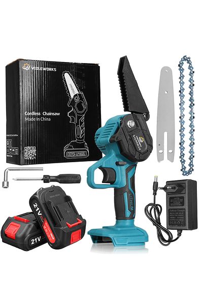 Generic Electric chainsaw (saw) Mustool, 1200 W, 10000 RPM, 15 cm blade length, 3 m/s chain speed, Blue
