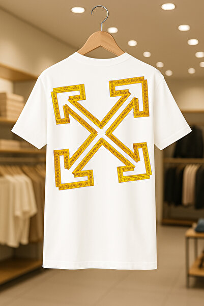 SELF CONTROL Tricou cu bandă de măsurare Off-White Logo Design imprimat oversize unisex 100% bumbac respirabil