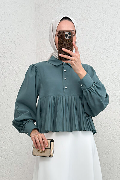 Salih Çelebi Etek Ucu Pliseli Gömlek 2248 - ÇAĞLA YEŞİLİ