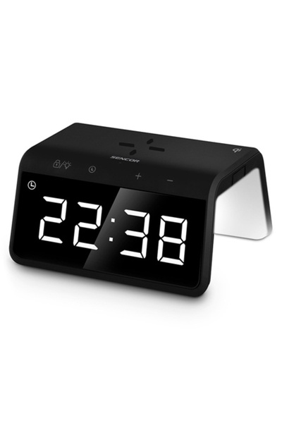 Sencor Ceas deșteptător cu încărcare wireless 10W Qi, afișaj RGB, alarmă dublă