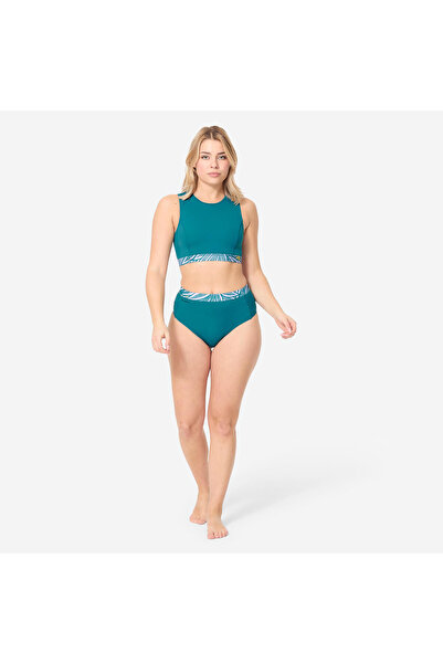 Decathlon Olaian Kadın Göğüs Pedli Yuvarlak Yaka Bikini Üstü - Petrol Mavisi - CARLA