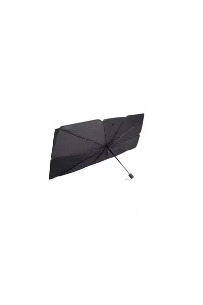 Generic Umbra de soare auto, portabil, pentru mașină, în formă de umbrelă, rezistent la UV, pliabil, negru/argintiu