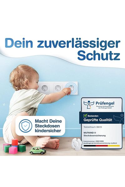 CEDA HOME Set of 20 socket protectors with adhesive, CEDA HOME®, anti-electric shock for children, with twist mechanism