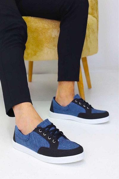 Weynes Pantofi de zi cu zi casual din in albastru pentru bărbați WSB4068