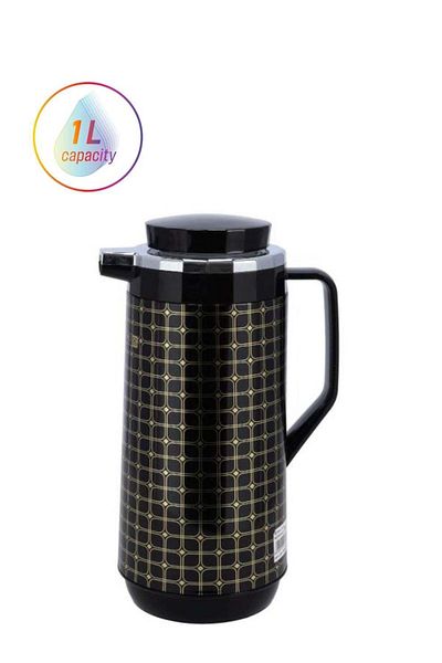 ROYALFORD 1L Double Wall Vacuum Flask Thermos with Lid | Asbestos-Free Pink Glass Inner | Portable & Leak Proo