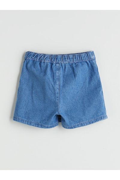 LC Waikiki Flower Appliqued Girl's Jean Shorts Skirt
