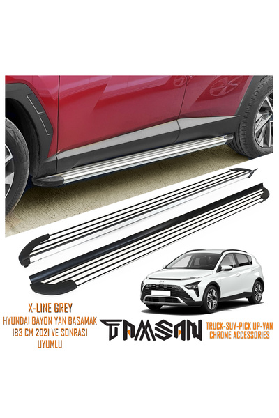 TAMSAN HYUNDAI BAYON X-LINE MODEL YAN BASAMAK GRI 183 CM 2021-2024 UYUMLU