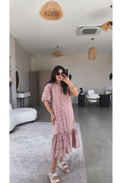Buket Teke Rose Dry Buttoned Fisto Dress