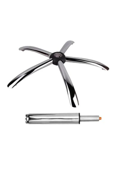 Depox Set bază pentru scaun directorial, 60 cm și cilindru cu piston, gaz, pentru scaune de birou, argintiu, 35 cm