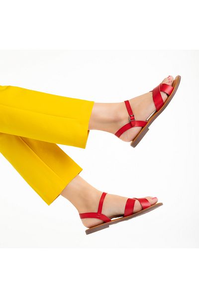 Kalapod Women's red sandals made of organic leather Mateja