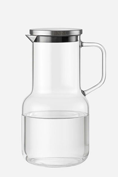 Jenisa Isıya Dayanıklı Cam Sürahi 1.8 Litre – Şeffaf Lüks Karaf Borosilikat Metal Silikon Kapaklı