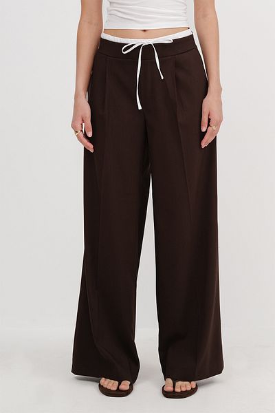 Addax Wide Leg Trousers with Waist Detail Pn17336