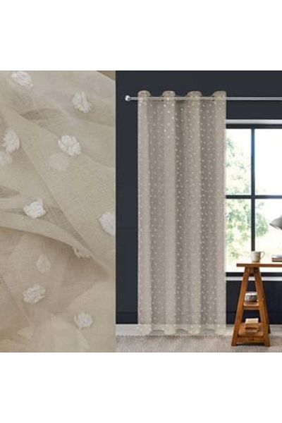 Jumbo Decorative Curtain Beige with Fringes & Rings, 140 x 260 cm