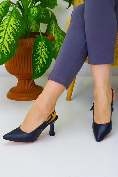 Weynes Women's Black New Open Back Buckle Heeled Shoes Wsb3044