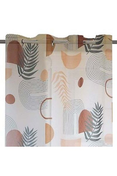 Jumbo Decorative Curtain Ecru Boho Rainbow with Rings 140 x 260 cm