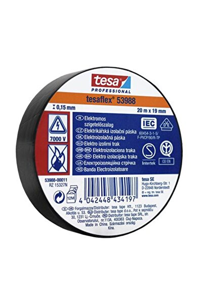 Tesa Set bandă izolatoare electrică Tesaflex, Negru, 10 role x 20m