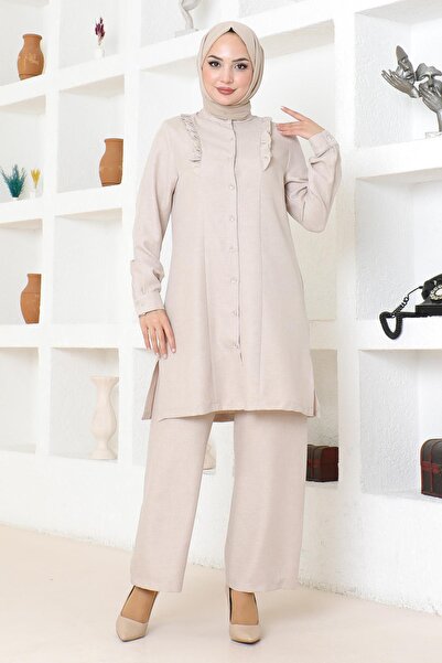 Missvalle Σετ με λεπτομέρεια βολάν μπεζ MSW19224