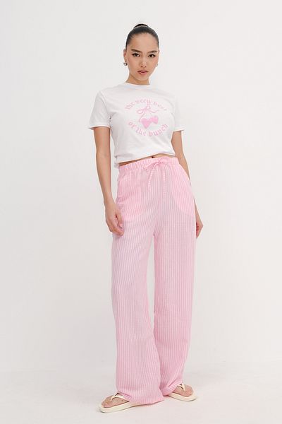Addax Striped Wide Leg Trousers Pn3545-B7