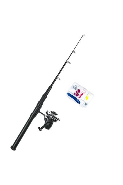 OEM Set lanseta telescopica 1.60M, pentru copii, cu mulineta si fir plus alte accesorii, negru