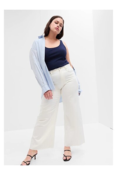 GAP Kadın Beyaz High Rise Wide Leg Washwell™ Jean Pantolon