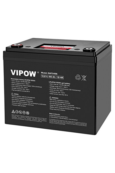 Vipow LiFePO4 12.8V 100Ah Μπαταρία με BMS, Χωρίς συντήρηση