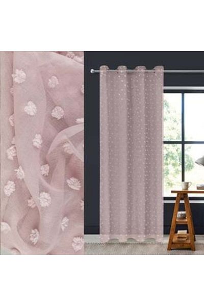 Jumbo Perdea decorativă roz nud cu franjuri și inele 140 x 260 cm